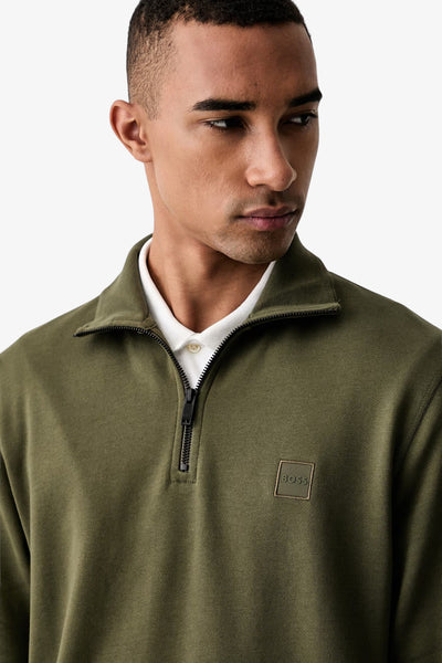 boss Felpa 1/2 Zip Con Toppa Logo Verde Uomo, foto 2