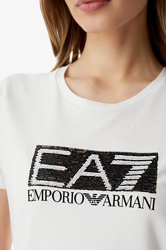  T-Shirt Maniche Corte Logo Series Paillettes-emporio armani ea7-Bianco-Special_-7w001093 af10373 u0002-2  