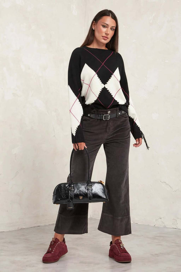pinko Maglione Girocollo In Lana E Cashmere Con Maxi Rombi Berna Multicolore Donna, foto 2