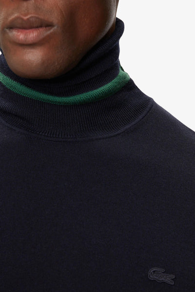 lacoste Dolcevita Maglione In Lana Merino Blu Uomo, foto 2