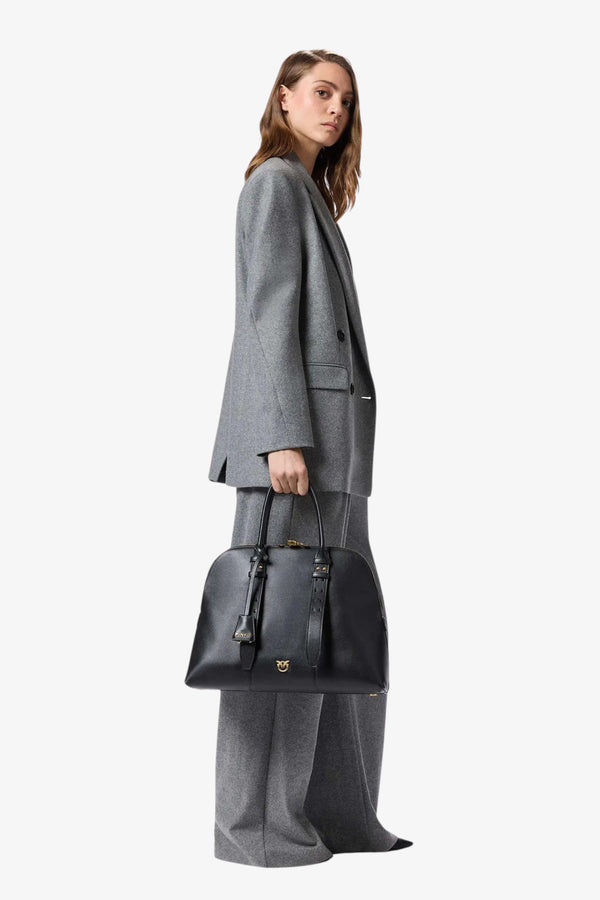 pinko Borsa A Mano Bowling Escape Bag In Pelle Maxi Nero Donna, foto 2