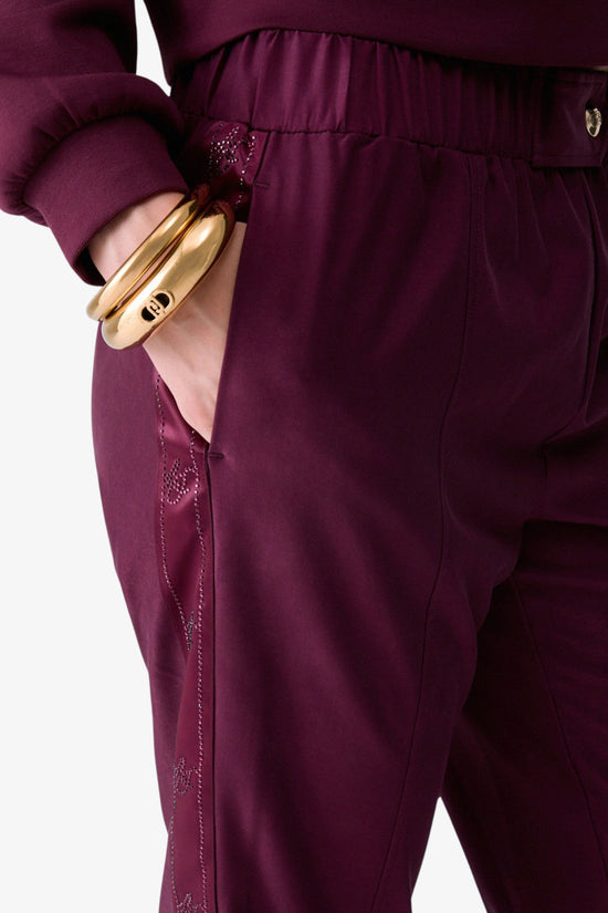  Pantaloni Con Bande Logo Strass E Raso-liu jo-Rosso-Special_-Tf6267 t700a 91718-2  