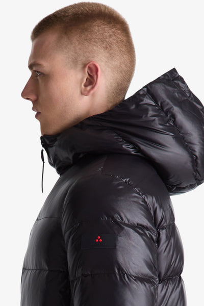 peuterey Piumino Full Zip Con Cappuccio In Nylon Lucente Honova Lks Grs Linear 05 Nero Uomo, foto 2