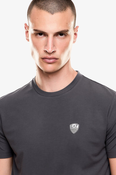 emporio armani ea7 T-Shirt Maniche Corte Premium Shield In Misto Viscosa Stretch Grigio Uomo, foto 2