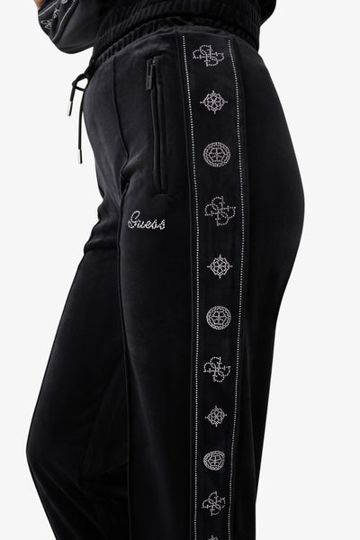 guess Pantaloni In Velluto Con Dettagli Strass Amalia Nero Donna, foto 2