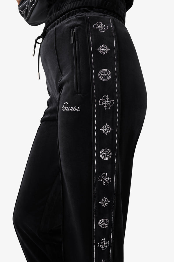 guess Pantaloni In Velluto Con Dettagli Strass Amalia Nero Donna, foto 2