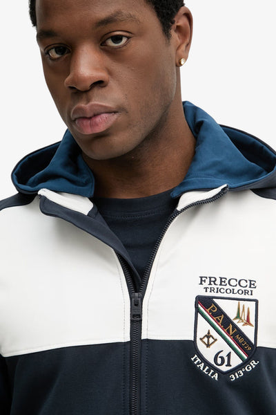 aeronautica militare Felpa Full Zip Con Cappuccio Staccabile Frecce Tricolori Blu Uomo, foto 2