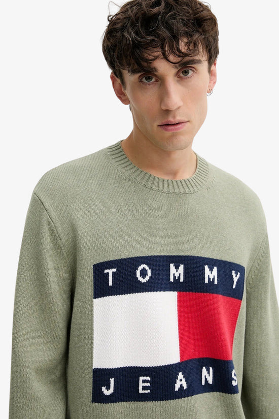  Maglione Girocollo Mélange Con Bandiera A Intarsio tommy jeans 