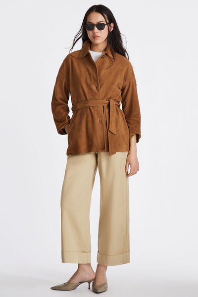 peuterey Giacca In Pelle Scamosciata Con Fusciacca Machuca Suede Marrone Donna, foto 2