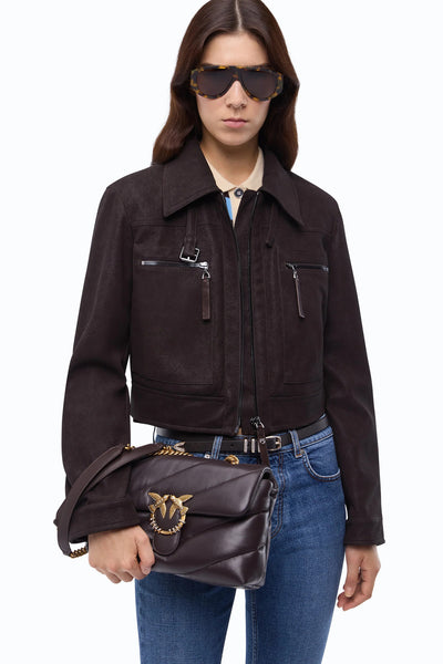 pinko Borsa A Tracolla Media Love Bag Puff Con Fibbia Gioiello Marrone Donna, foto 2