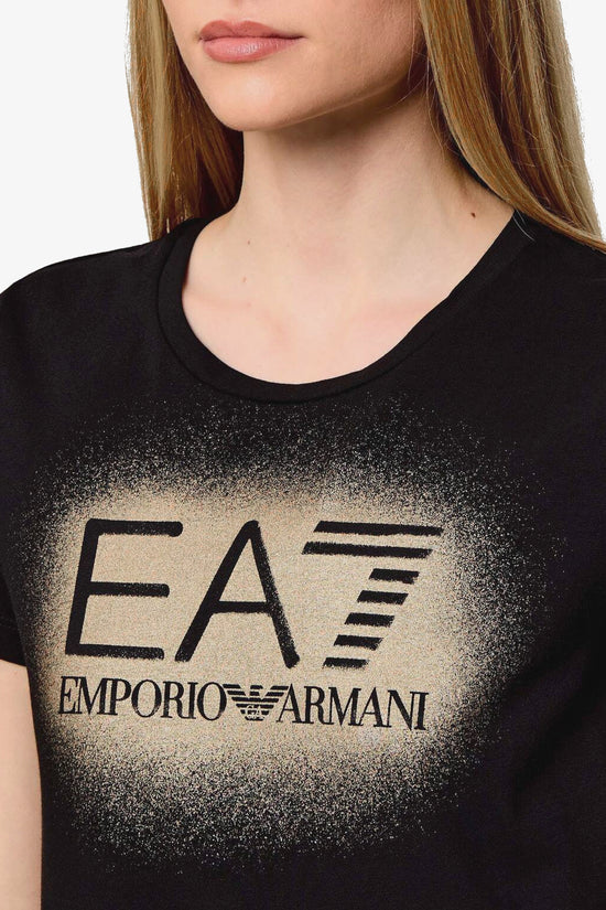 T-Shirt Maniche Corte Logo Spray Brillantinato-emporio armani ea7-Nero-Special_-7w001069 af10373 mc074-2  