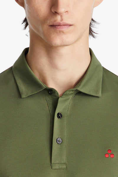 peuterey Polo Maniche Corte In Piqué Di Cotone Stretch Mezzola 02 Verde Uomo, foto 2