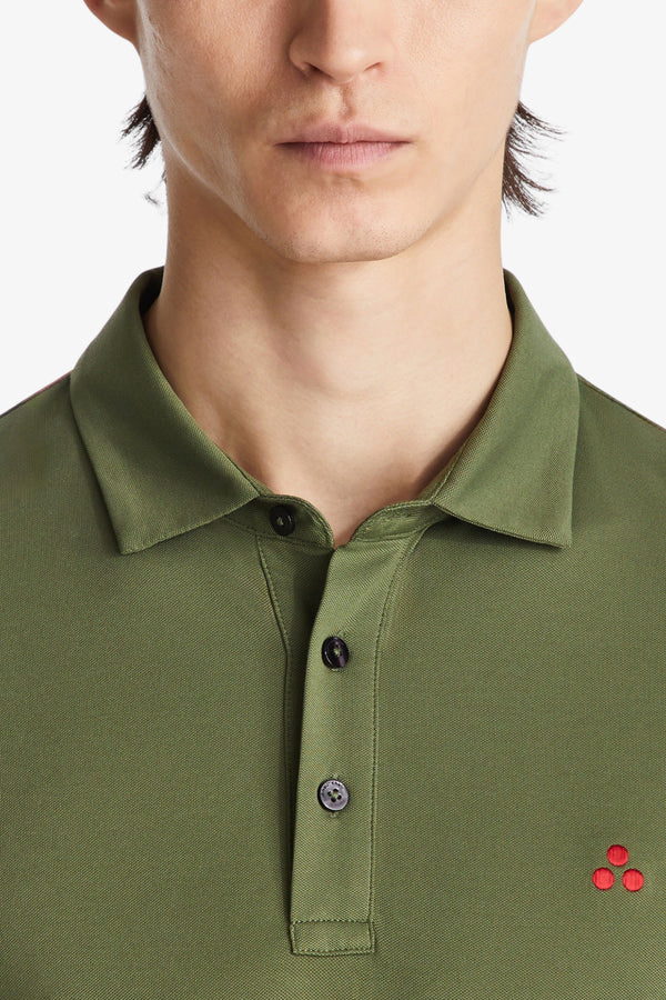 peuterey Polo Maniche Corte In Piqué Di Cotone Stretch Mezzola 02 Verde Uomo, foto 2