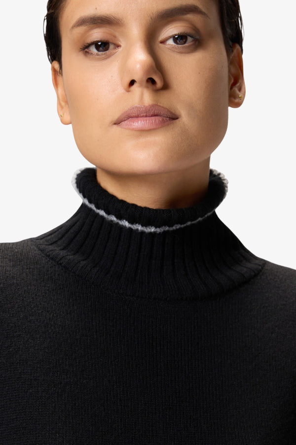 pinko Dolcevita Maglione Con Profili In Misto Cashmere Nero Donna, foto 2