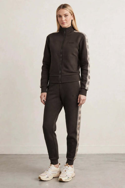 guess Felpa Full Zip Bande Logo Britney Marrone Donna, foto 2