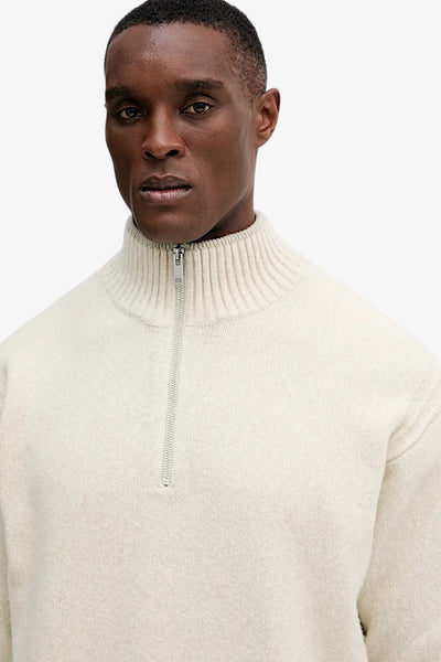 boss Maglione 1/2 Zip In Misto Lana Yak Bianco Uomo, foto 2
