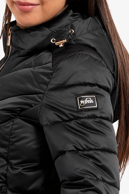  Piumino Corto Full Zip Con Cappuccio-yes zee-Nero-Special_-J007/m500 0801-2  