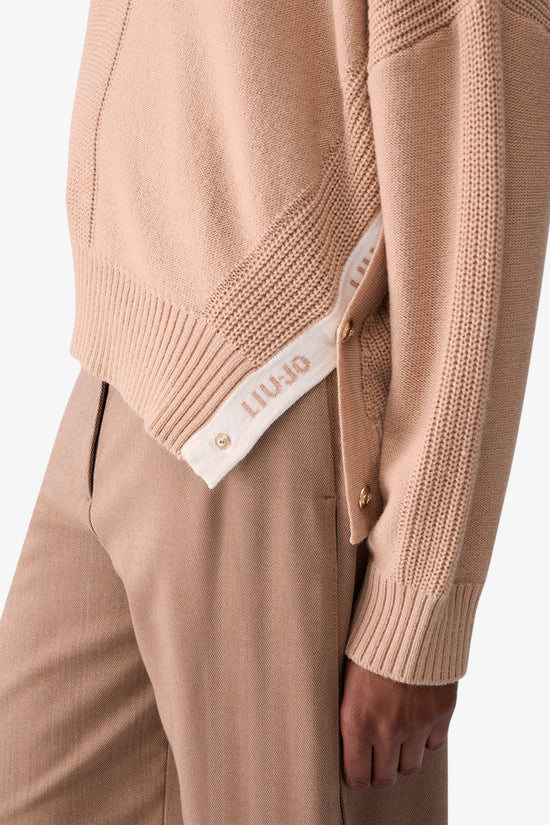  Dolcevita Maglione In Misto Lana Con Bottoni-liu jo-Beige-Special_-Tf6154 ma22s d3046-2  