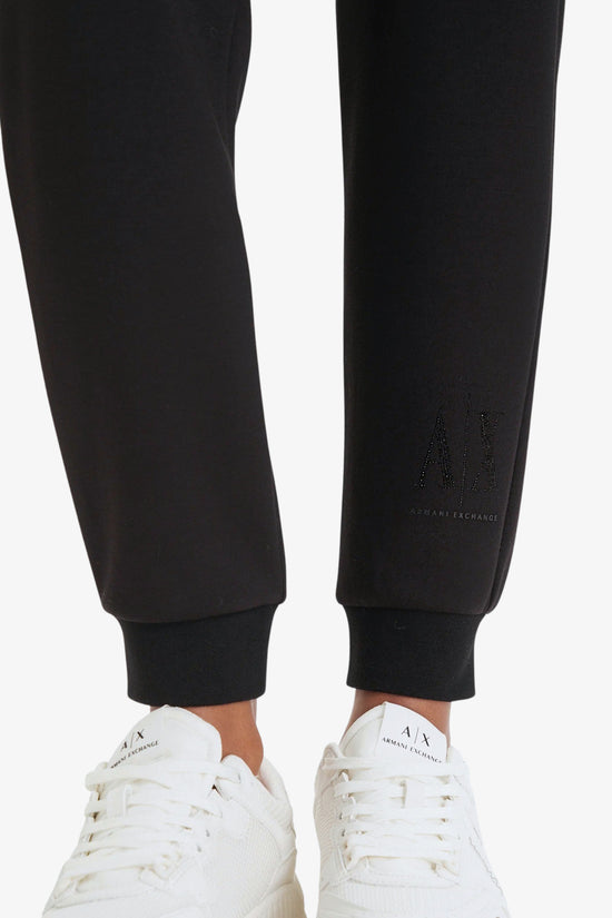  Pantaloni Icon In Scuba Di Viscosa Con Logo Glitter armani exchange 