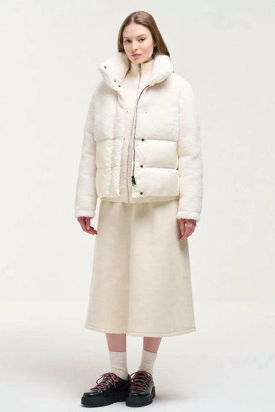 colmar Piumino Full Zip Collo Alto Con Dettagli Teddy Bianco Donna, foto 2