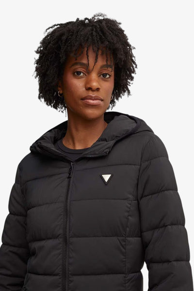 guess Piumino Lungo Full Zip Con Cappuccio New Aleta Nero Donna, foto 2