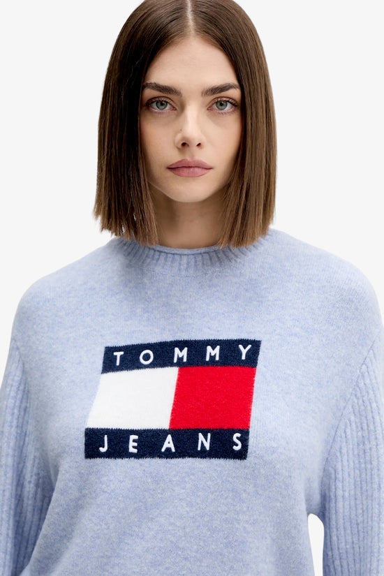 Maglione Girocollo Mélange Con Grafica Bandiera tommy jeans 