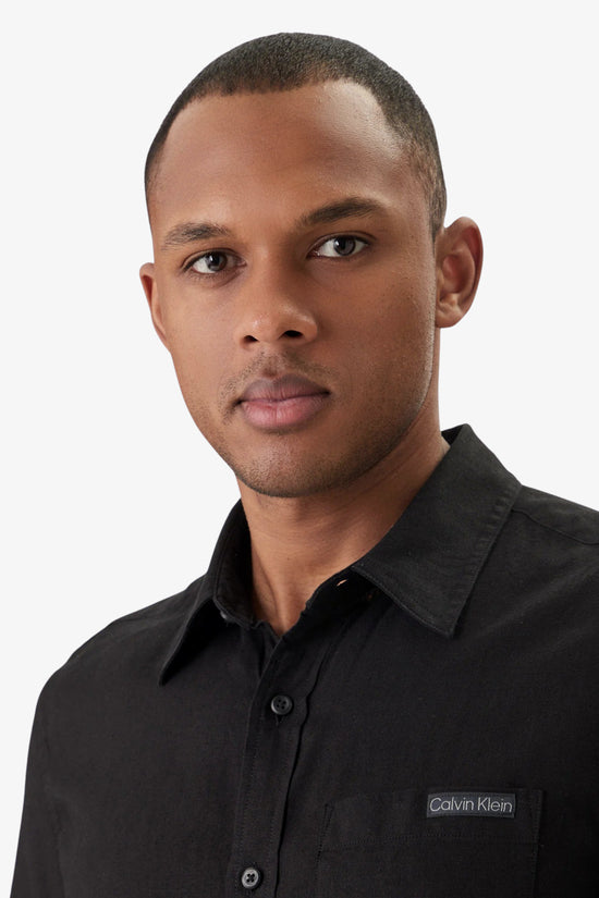  Camicia Maniche Corte In Misto Lino-calvin klein jeans-Nero-Special_-Lv04rf120g ub1-2  