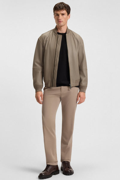 boss Giacca Bomber Full Zip In Pelle Lavorata Marrone Uomo, foto 2