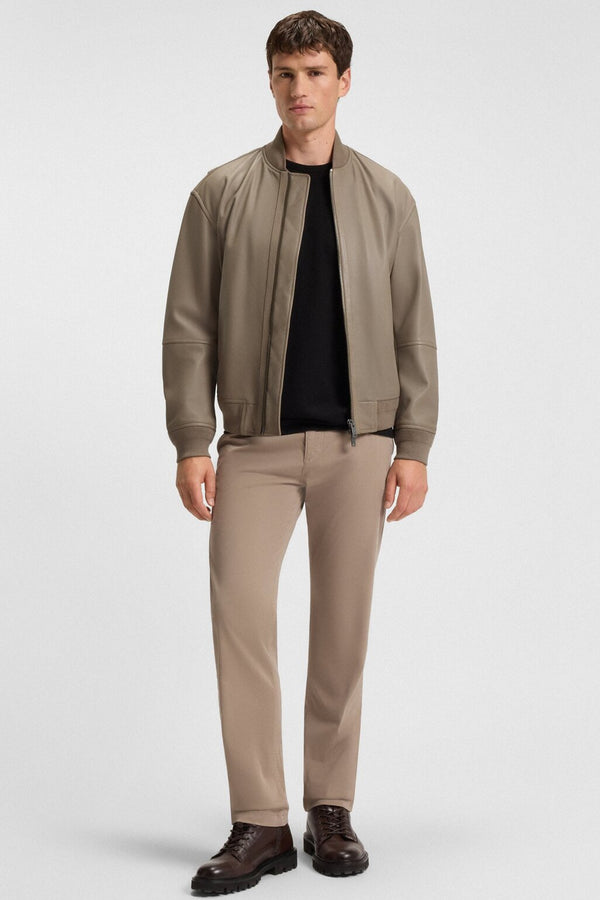 boss Giacca Bomber Full Zip In Pelle Lavorata Marrone Uomo, foto 2