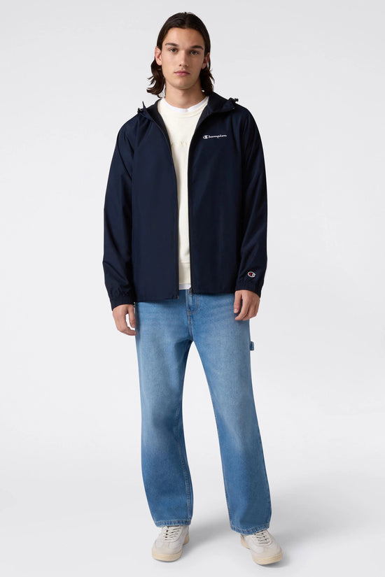  Giacca A Vento Full Zip Con Cappuccio Logo Piccolo champion 