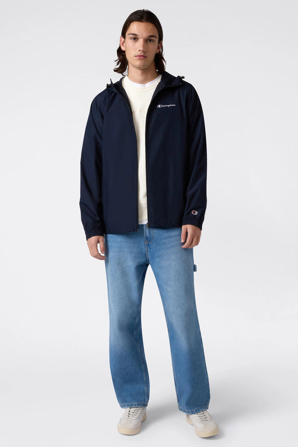 champion Giacca A Vento Full Zip Con Cappuccio Logo Piccolo Blu Uomo, foto 2