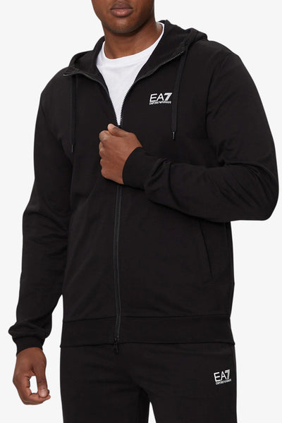 emporio armani ea7 Tuta Full Zip Con Cappuccio Core Identity Nero Uomo, foto 2