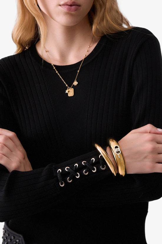  Maglione Girocollo A Coste Con Stringhe-liu jo-Nero-Special_-Tf6080 ms63l 22222-2  