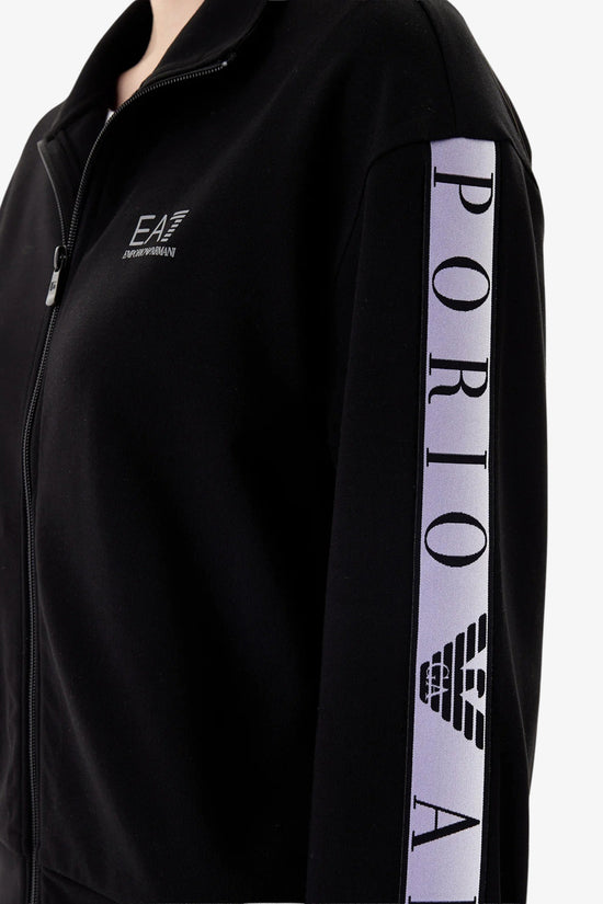  Felpa Full Zip Dynamic Athlete In Tessuto Tecnico Natural VENTUS7 Con Bande Logo-emporio armani ea7-Nero-Special_-7w001152 af12501 uc001-2  