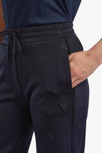 guess Pantaloni In Tessuto Scuba Logo 4G All-Over Calista Blu Donna, foto 2