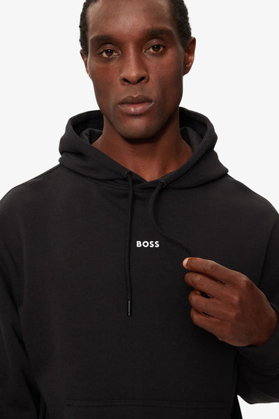 boss Felpa Con Cappuccio Logo Piccolo Nero Uomo, foto 2