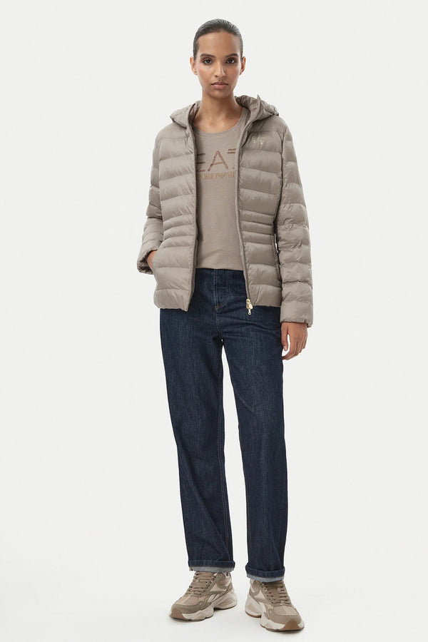 emporio armani ea7 Piumino Full Zip Con Cappuccio Core Lady Beige Donna, foto 2