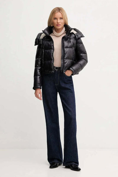 blauer Piumino Corto Full Zip Con Cappuccio Staccabile Gloria Nero Donna, foto 2