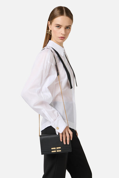 elisabetta franchi Borsa A Tracolla Logo E Catena Oro Nero Donna, foto 2