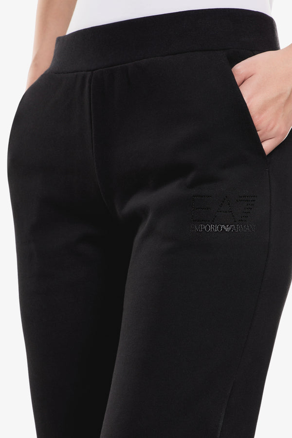 emporio armani ea7 Pantaloni Logo Series Tono Su Tono Con Strass Nero Donna, foto 2
