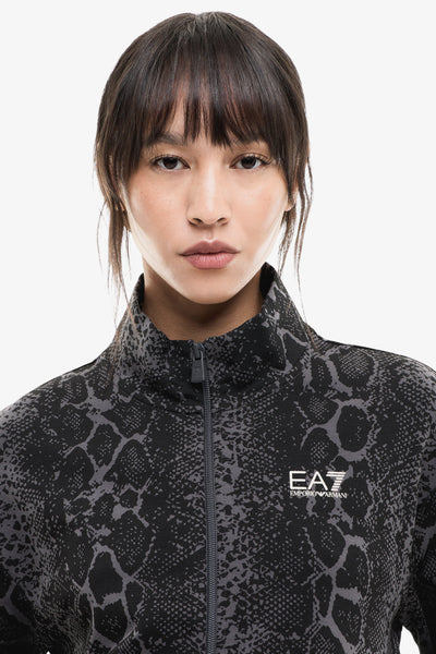emporio armani ea7 Felpa Full Zip Graphic Series Stampa Pitonata Grigio Donna, foto 2