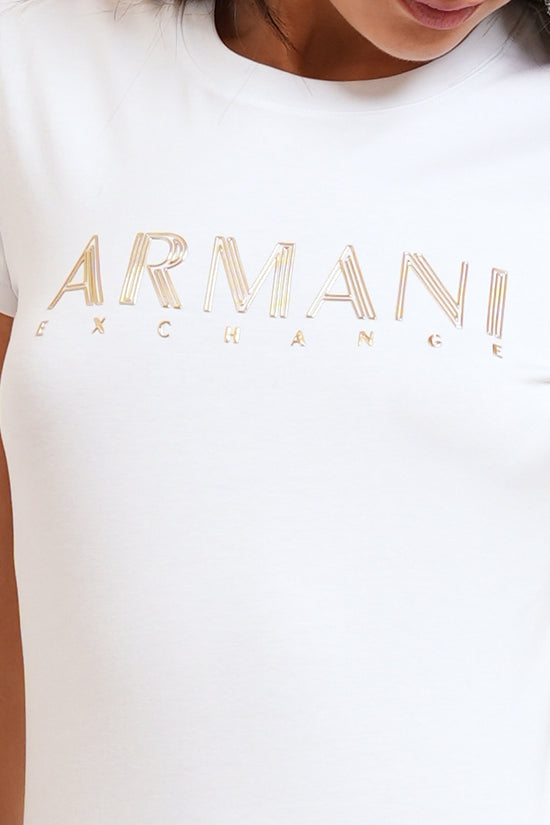  T-Shirt Maniche Corte Con Logo Metallizzato armani exchange 