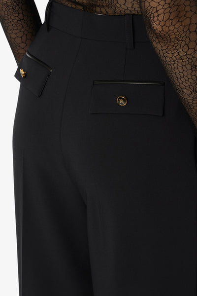 elisabetta franchi Pantaloni In Crepe Leggero Con Pinces Nero Donna, foto 2
