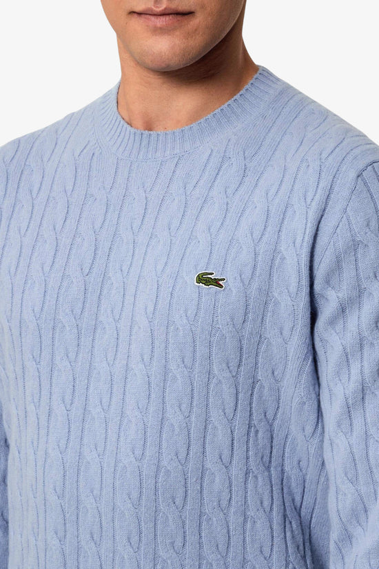  Maglione Girocollo A Trecce In Lana Cardata lacoste 