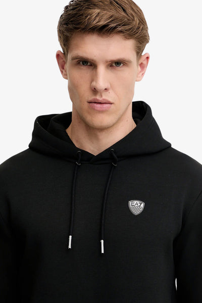 emporio armani ea7 Felpa Con Cappuccio Premium Shield In Misto Viscosa Stretch Nero Uomo, foto 2