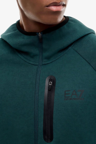 emporio armani ea7 Felpa Full Zip Con Cappuccio Natural Ventus 7 Verde Uomo, foto 2