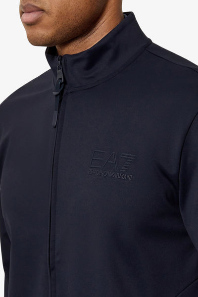 emporio armani ea7 Felpa Full Zip In Tessuto Tecnico Premium Blu Uomo, foto 2
