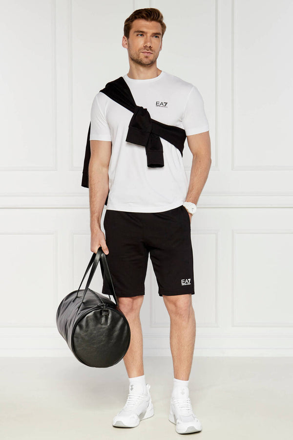 emporio armani ea7 T-Shirt Maniche Corte Elasticizzata In Cotone Pima Core Identity Bianco Uomo, foto 2