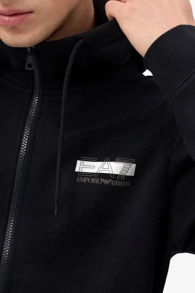 emporio armani ea7 Tuta Full Zip Con Cappuccio Visibility Nero Uomo, foto 2