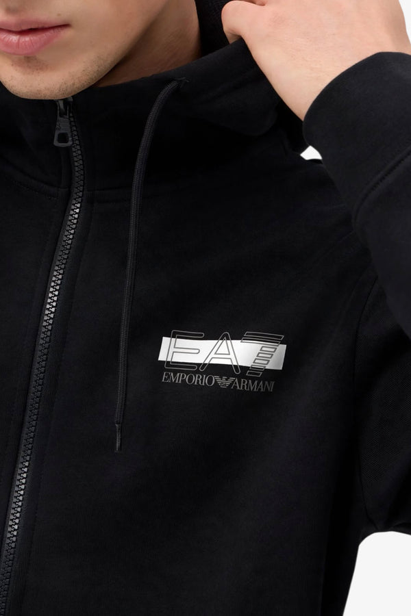 emporio armani ea7 Tuta Full Zip Con Cappuccio Visibility Nero Uomo, foto 2